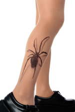 Колготки +size с принтом в виде паука на правой ножке (Размер: XL-XXL-XXXL) (Цвет: бежевый)