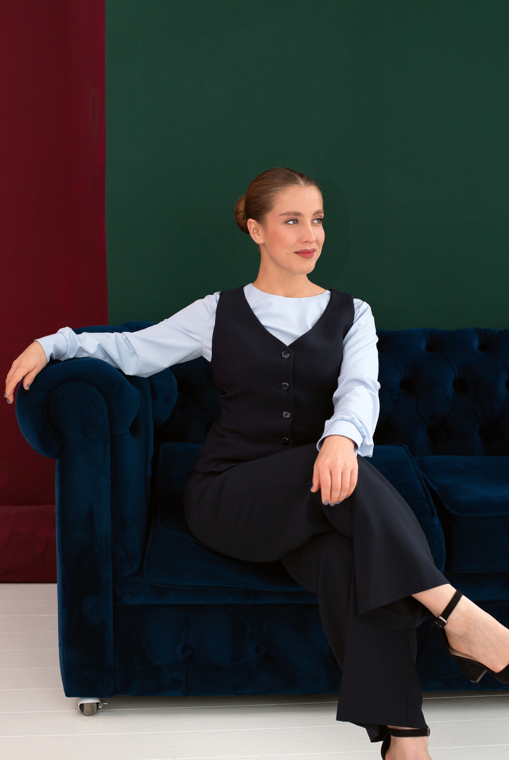 Жилет с подкладом 746Д, Тёмно тёмно син #70ТТСи06746Д