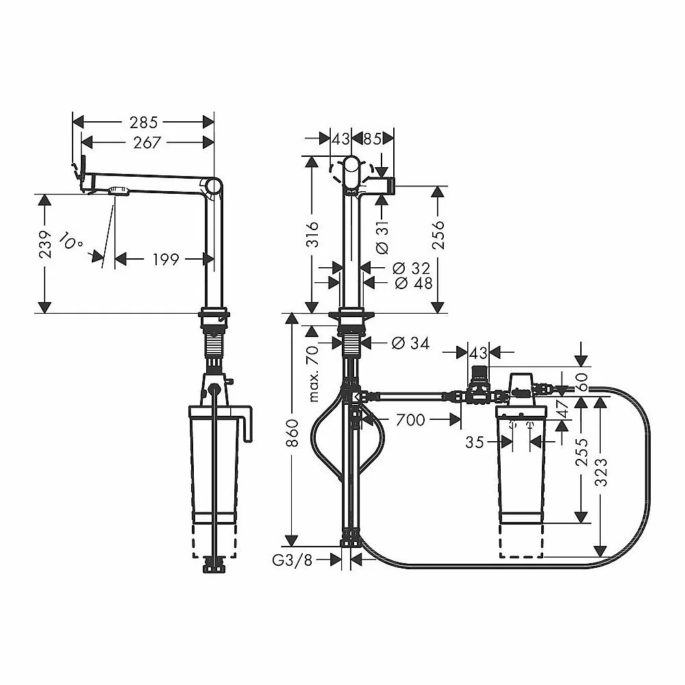 Смеситель для кухни Hansgrohe Aqittura M91 240 76804670 черный матовый