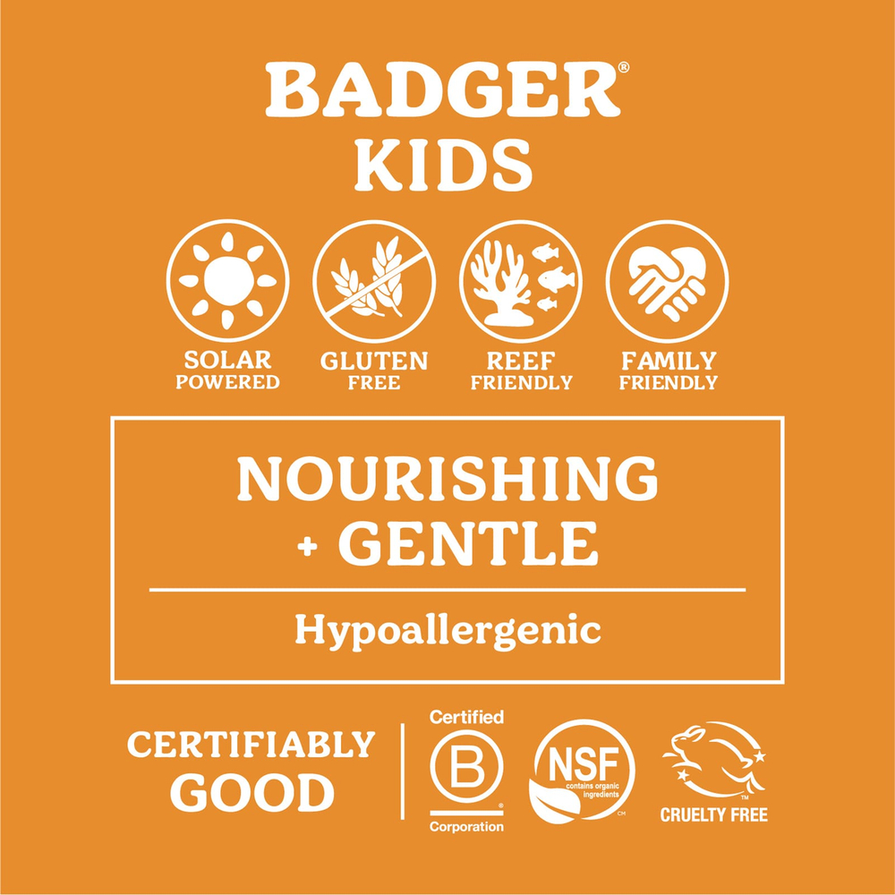 Badger, Clear Sport, для детей, натуральный минеральный солнцезащитный крем, солнцезащитный фактор SPF 40, мандарин и ваниль, 87 мл (2,9 жидк. унции)