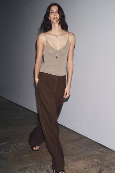 ZARA БРЮКИ-ДЖОГГЕРЫ — ZW COLLECTION, КОРИЧНЕВЫЙ
