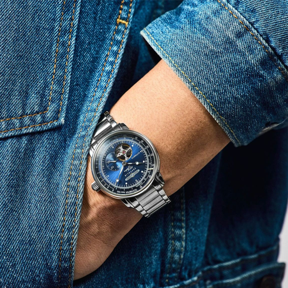 ZEPPELIN 100 Automatic Mechanical Movement Water Resistant For Everyday Use Unisex Watch 40mm Blue Dial