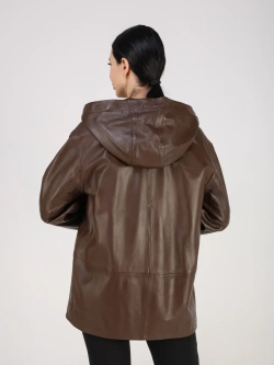 Кожаная куртка демисезонная с капюшоном