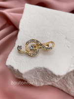 Брошь "Скрипичный ключ" золотистая в стразах