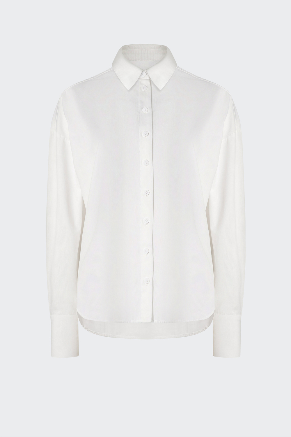 Рубашка со спущенным плечом и боковыми разрезами "HE / white"