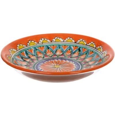 Тарелка глубокая 19*4см оранжевая Риштанская Керамика