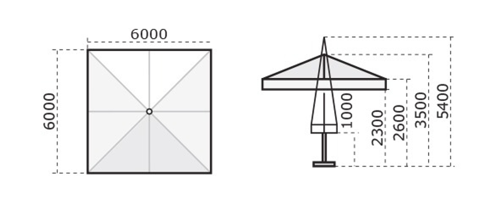 Зонт профессиональный телескопический 6х6 м Scolaro Capri Starwhite, белый, белый