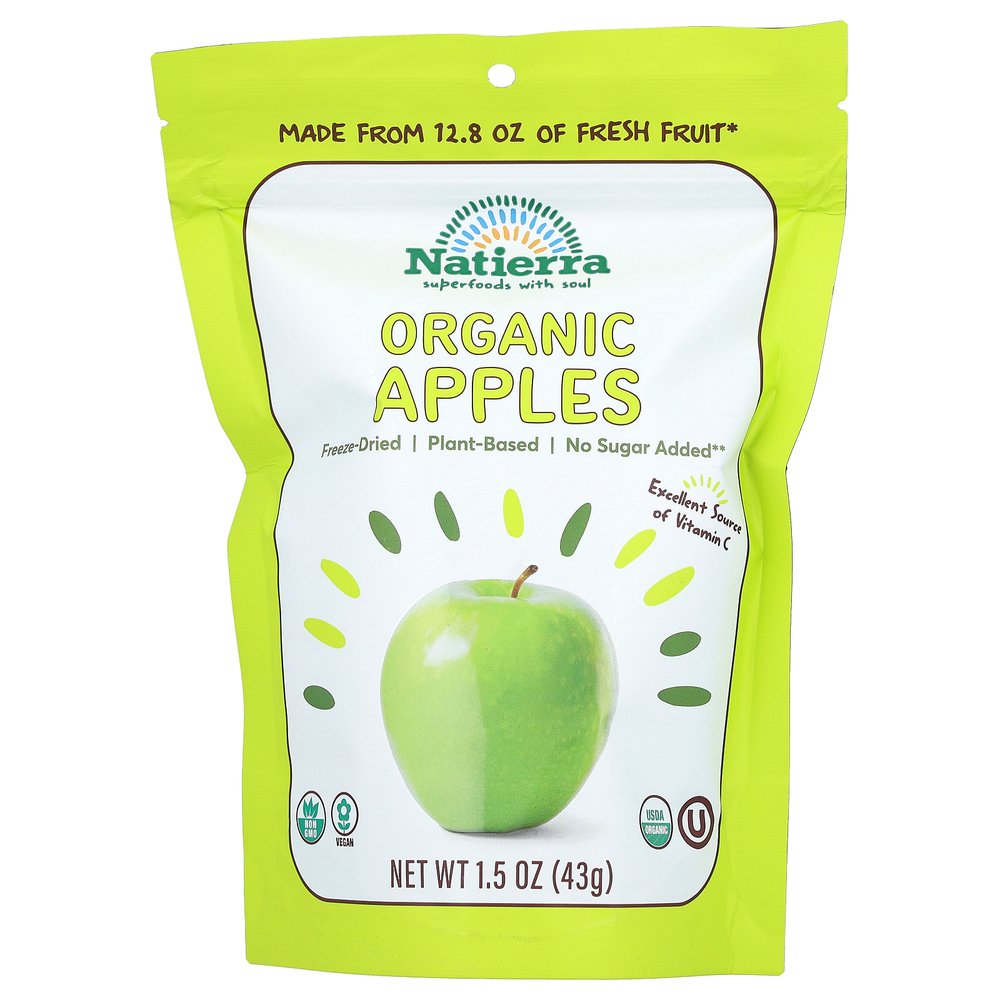 Natierra, органические сублимированные яблоки, 43 г (1,5 унции)