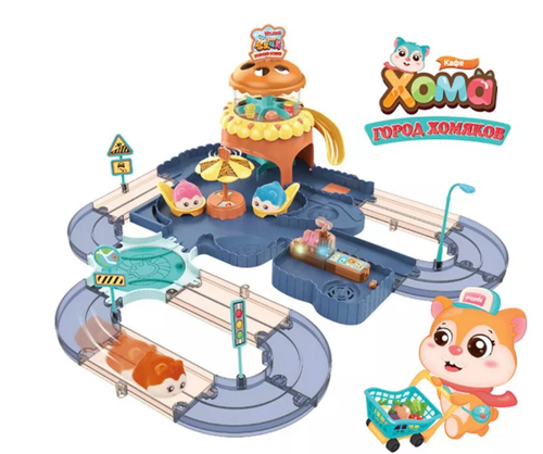 Игровой набор Fenfa "Город хомяков" Синий хомяк и кафе со светом и звуком - 1619C