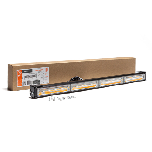 Маяк-стробоскоп 12/24 В, 24 Вт, желтый, 1-стор. (4 блока COB), 18 реж., крепление на кронштейне, прикуриватель (провод 3м), 590*40*50 мм