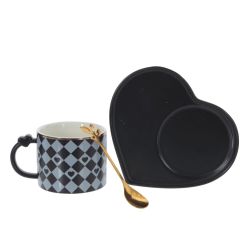 GAEM Кружка с блюдцем и ложкой, 220 мл, L16 W14 H7,5 см, 4в.