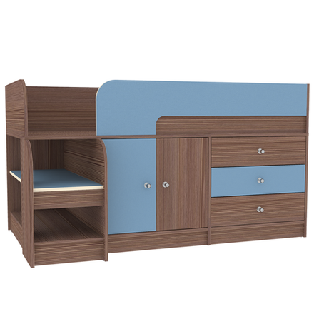 Кровать-чердак КарИВи Астра 9, 1 Бодего Темный Светло-синий, голубой
