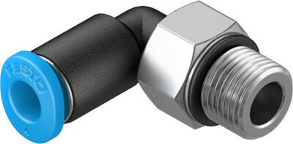 QSML-M7-4-100 Угловой штуцер с цанговым зажимом и резьбой
