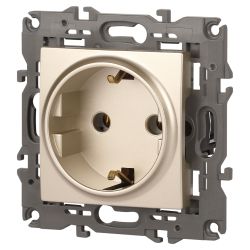 14-2101-04 ЭРА Розетка 2P+E Schuko, 16A-250В, IP20, Эра Elegance, шампань