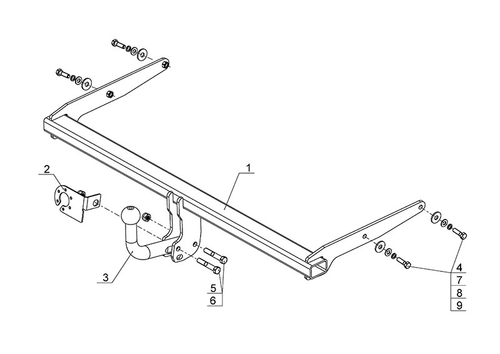 Фаркоп для Mazda 5 2005-2010 Тип шара: A. Нагрузки: 1500/75 кг, MZ 02
