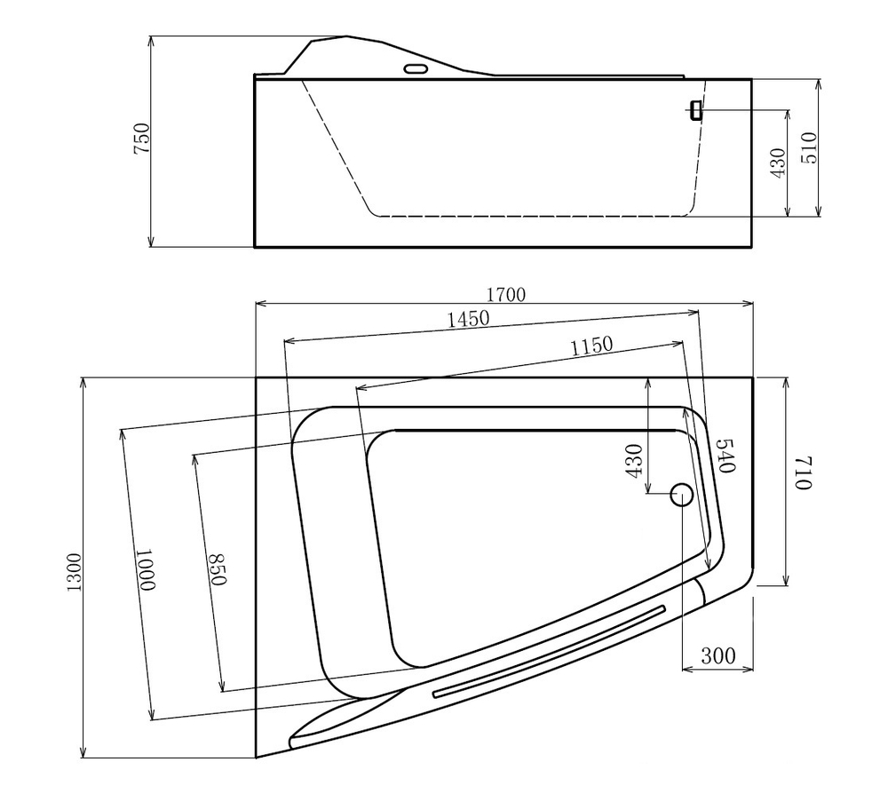 Акриловая ванна Gemy G9056 B L