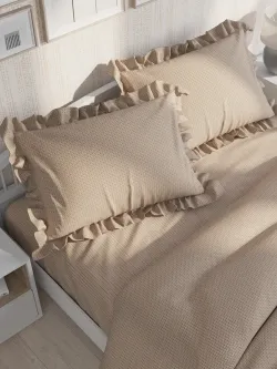 Декоративная наволочка с рюшами, оборками "Вязание" 50х70 см, 1 шт, без молнии