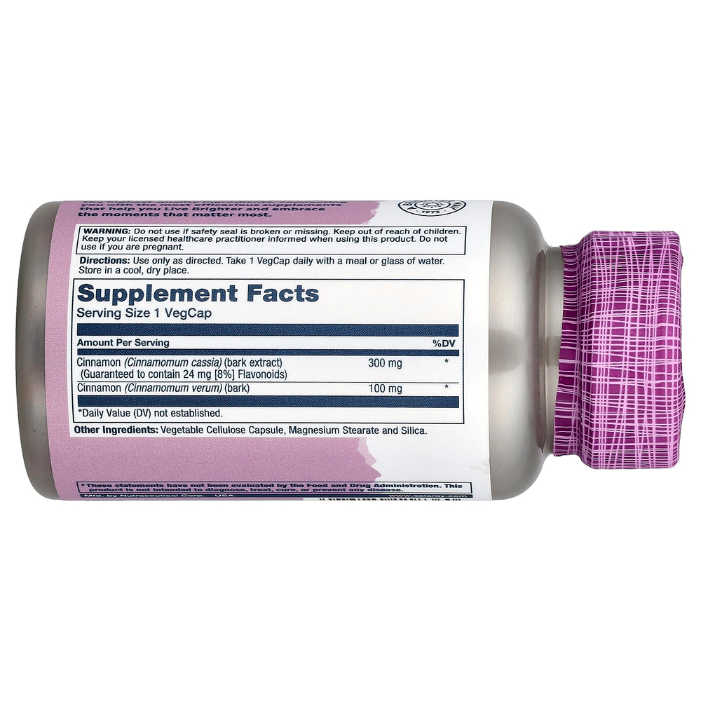 Solaray, Vital Extracts, корица, 60 растительных капсул