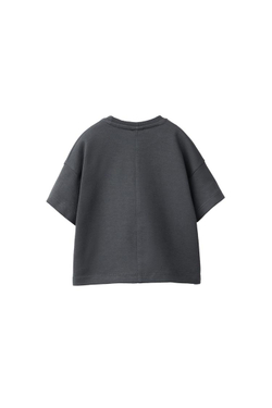 ZARA ОДНОТОННАЯ ФУТБОЛКА ИЗ ТКАНИ INTERLOCK, ТЕМНЫЙ АНТРАЦИТ