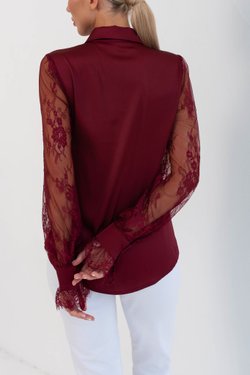 Блуза бордо с кружевом из шелка