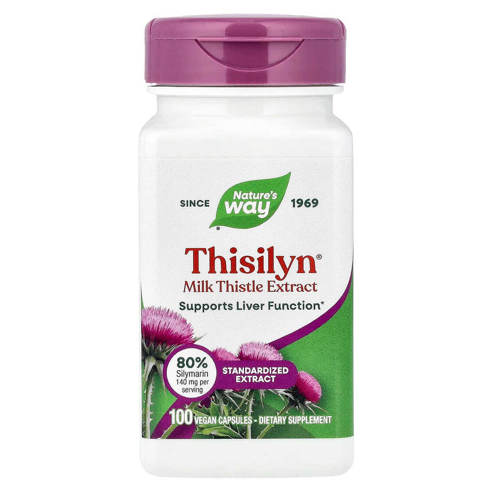 Nature's Way, Thisilyn®, экстракт расторопши, стандартизованный, 100 веганских капсул (175 мг в 1 капсуле)