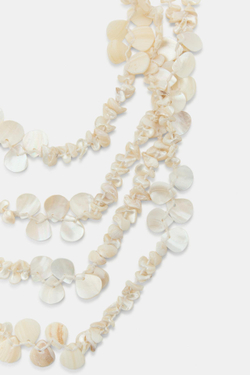 ZARA ОЖЕРЕЛЬЕ С ДЕТАЛЯМИ ПОД ПЕРЛАМУТР, ЭКРЮ