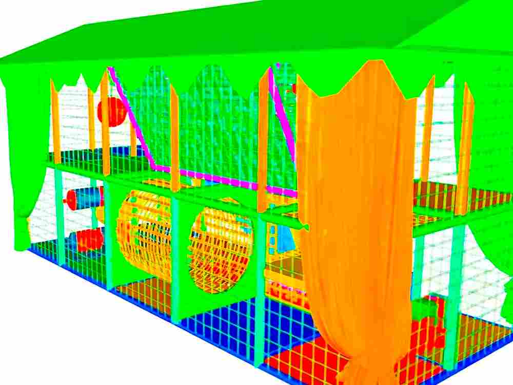 Детский игровой лабиринт с крышей «Сказочный домик» 6,15×2,46×3,3 м