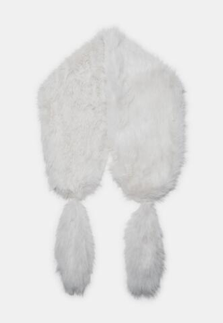 STRADIVARIUS Шарф из искусственного меха с помпонами, экрю