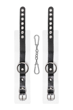 Бело-черные мягкие оковы с одним ремешком и люверсами
