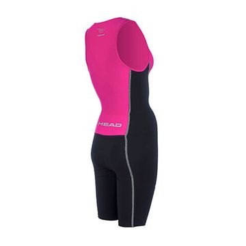 Короткий гидрокостюм женский Head Tri-Suit с молнией лайкра черный/розовый