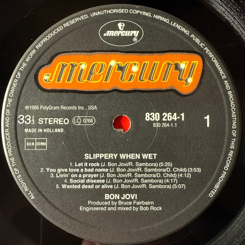 Bon Jovi - Slippery When Wet (Голландия 1986г.)
