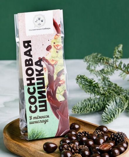 Сосновая шишка в "Темном шоколаде" / пачка / 100 гр / ручная работа / Солнечная Сибирь