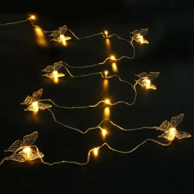 Гирлянда для дома НИТЬ «Бабочка» 8м 20 ламп LED, 10 насадок (10,5*7,6 см), прозр. провод, пост.свечение, IP-20, Теплый белый (возможность соединения)