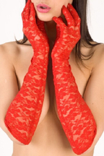 Перчатки кружевные длинные красные (45 см) (Цвет: красные)