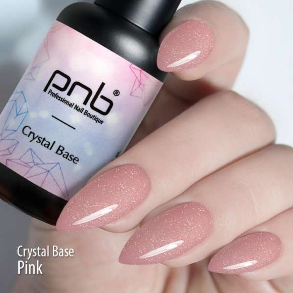 База светоотражающая сверкающая PNB розовая 8 мл УФ/ЛЕД/Crystal Base PNB pink 8 ml