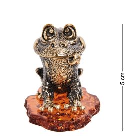 Народные промыслы AM-3278 Шкатулка «Лягушка Ква» (латунь, янтарь)