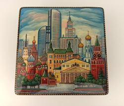 Шкатулка "Москва" (Ручная роспись Холуй)