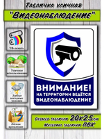 Табличка Видеонаблюдение 20х25