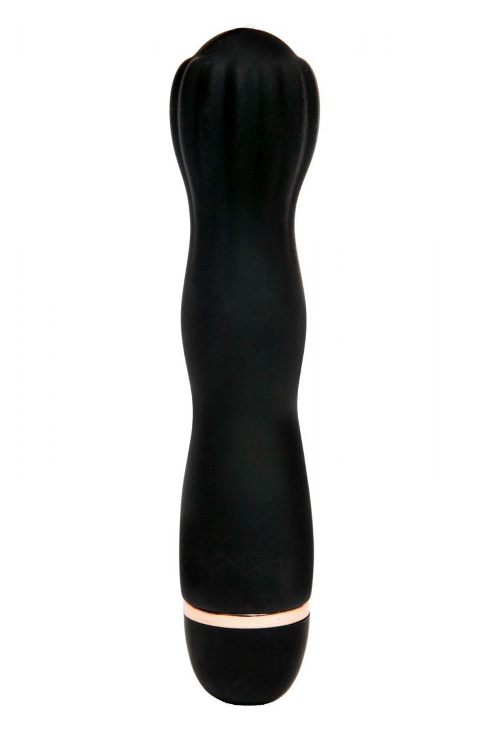Черный силиконовый вибратор с бутоном-головкой - 18 см. (Цвет: черный)