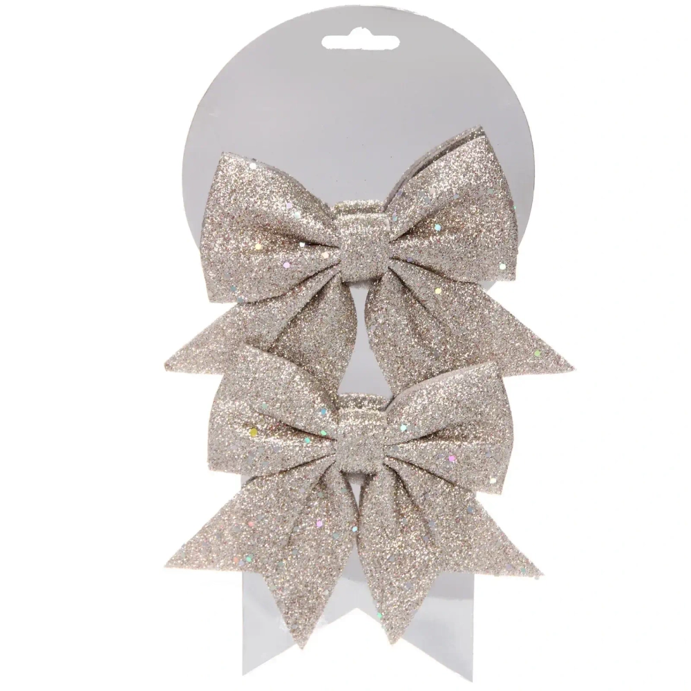 Бант на елку «Шик» 12*14 см (набор 2 шт), Шампань