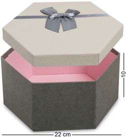 WG-26/3-B Коробка подарочная «Шестиугольник» цв.сер./беж.