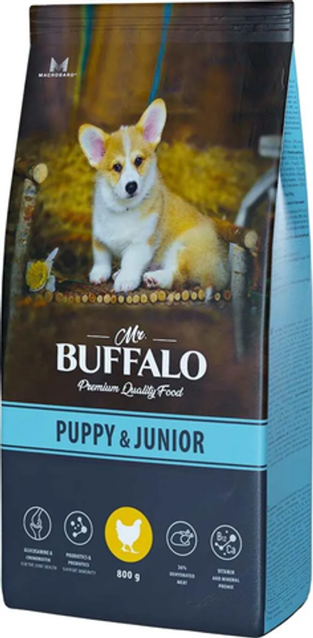 Mr.Buffalo 800г Puppy & Junior Сухой корм для щенков Курица