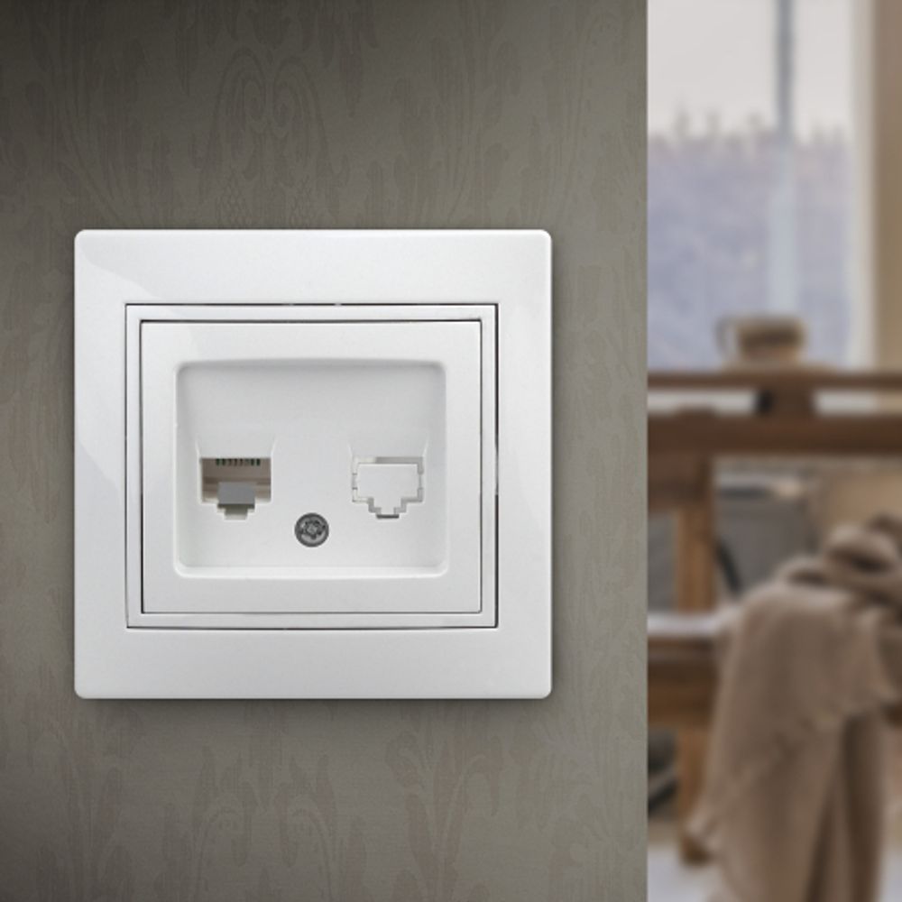 Розетка Intro Plano 1-303-01 информационная RJ45, IP20, СУ, белый