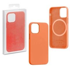 Силиконовый чехол с магнитом (MagSafe) Silicon Case Premium для iPhone 12 Mini (5.4") (Желто-оранжевый)