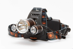 Мощный налобный аккумуляторный тройной фонарь с питанием на затылке HIGH POWER HEADLAMP 00500012A