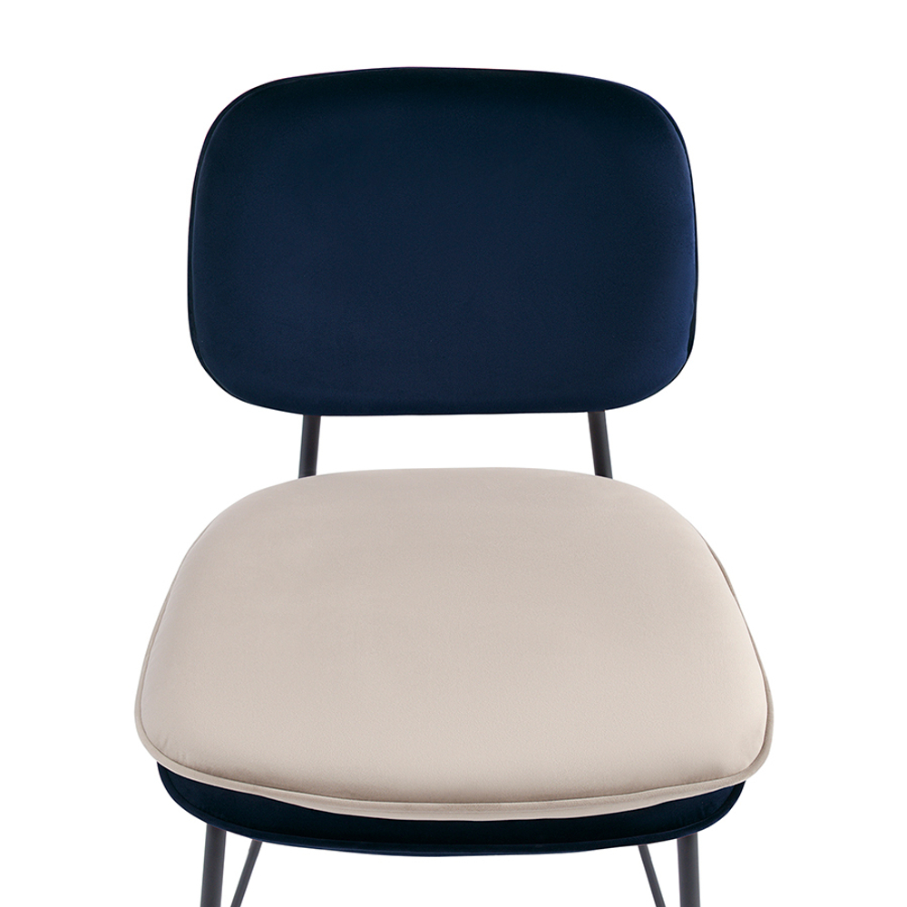Стул полубарный pea, велюр, темно-синий/бежевый