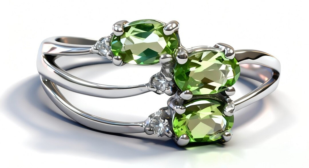 Ювелирное кольцо из серебра 925 пробы,вставка хризолит,фианиты,размер 18