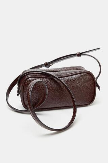 ZARA МИНИ-СУМКА БОУЛИНГ, БОРДОВО-КРАСНЫЙ