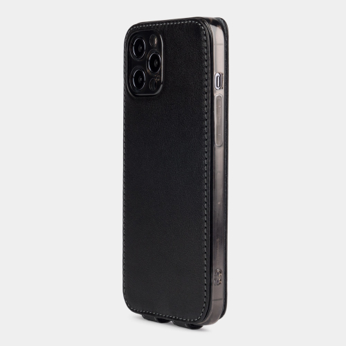 Чехол для iPhone 12 Pro Max из натуральной кожи теленка, черного цвета