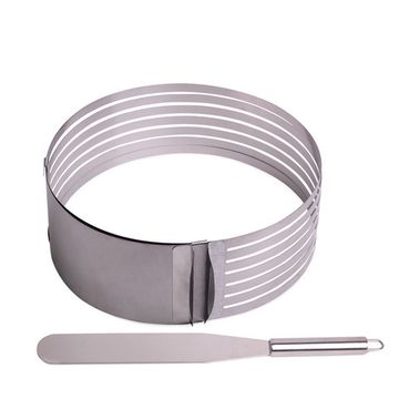 Форма-слайсер для бисквита регулируемая 15-22 см. Kamille KM 7788 с отверстием для нарезки и ножом